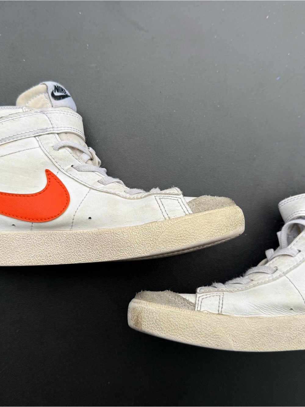 Nike Blazer Mid '77 white sneakers with orange Nike swoosh #blazer #retro